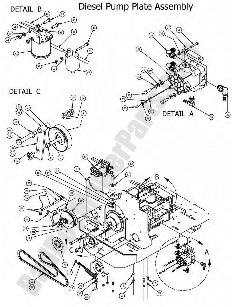 1434 - Bad Boy Mower Parts Lookup > 2016 > Diesel 1100cc > Pump Plate Assembly